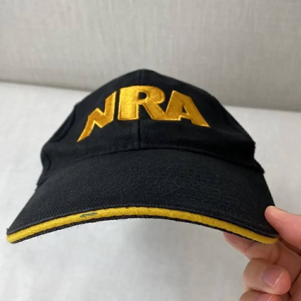 NRA Hat Ballcap Cap Black Yellow Adult Adjustable National Rifle Association